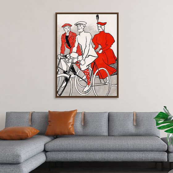 "Women riding bicycles on a road, remixed from artworks", Edward Penfield