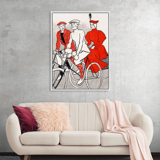 "Women riding bicycles on a road, remixed from artworks", Edward Penfield