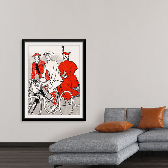 "Women riding bicycles on a road, remixed from artworks", Edward Penfield