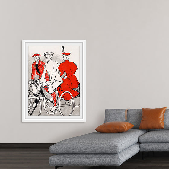 "Women riding bicycles on a road, remixed from artworks", Edward Penfield