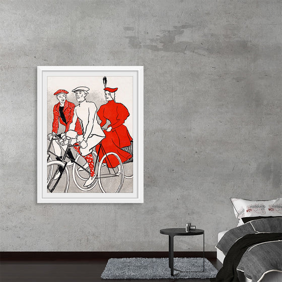 "Women riding bicycles on a road, remixed from artworks", Edward Penfield