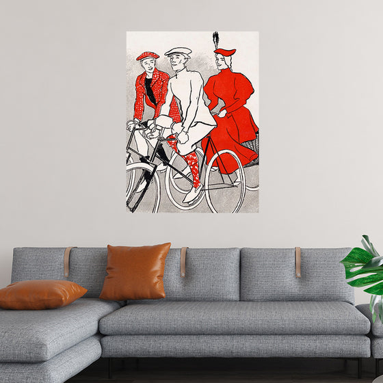 "Women riding bicycles on a road, remixed from artworks", Edward Penfield