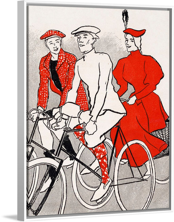 "Women riding bicycles on a road, remixed from artworks", Edward Penfield