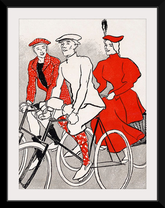 "Women riding bicycles on a road, remixed from artworks", Edward Penfield