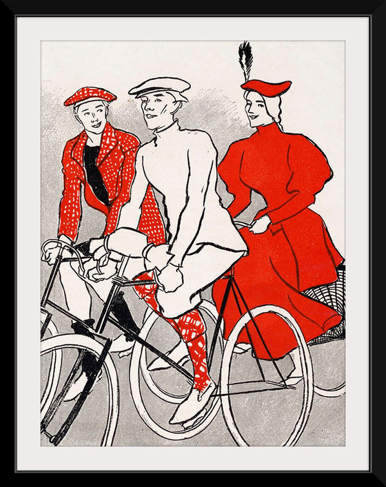 "Women riding bicycles on a road, remixed from artworks", Edward Penfield