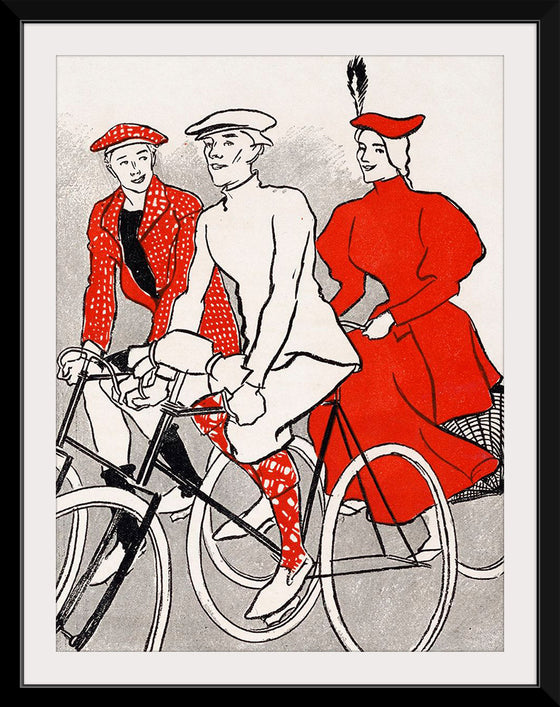 "Women riding bicycles on a road, remixed from artworks", Edward Penfield