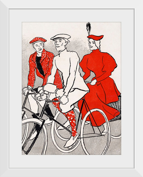 "Women riding bicycles on a road, remixed from artworks", Edward Penfield