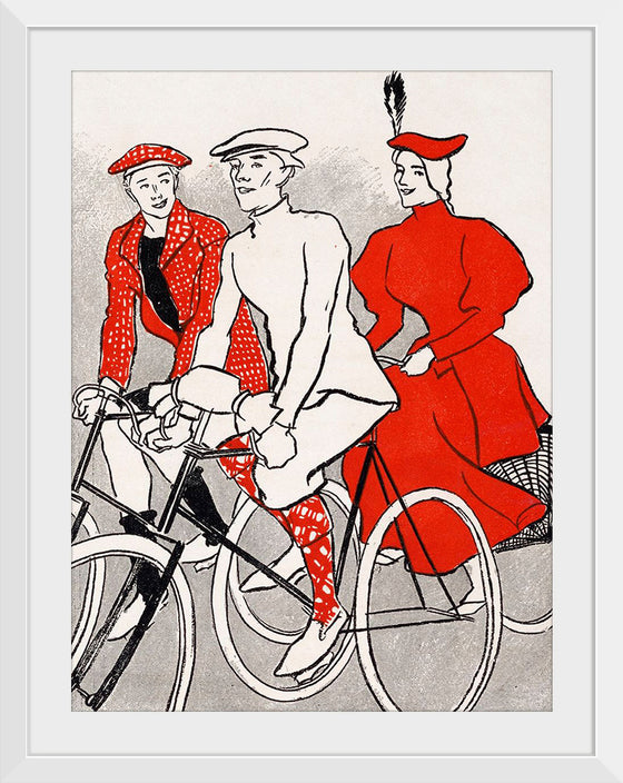 "Women riding bicycles on a road, remixed from artworks", Edward Penfield