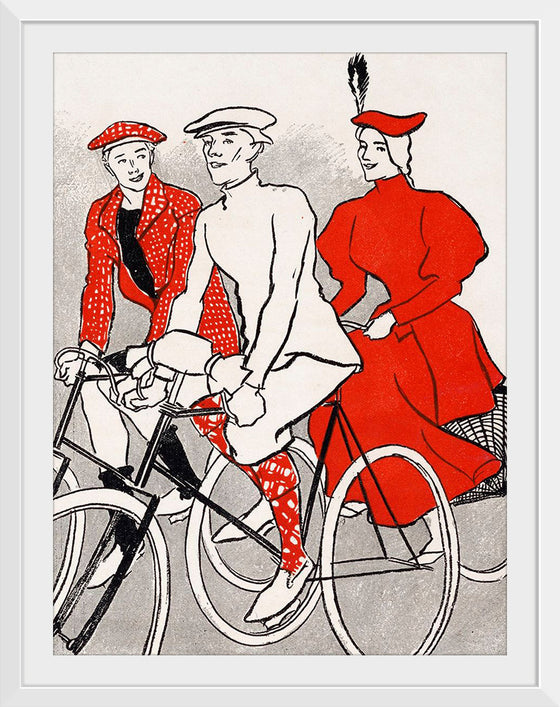 "Women riding bicycles on a road, remixed from artworks", Edward Penfield