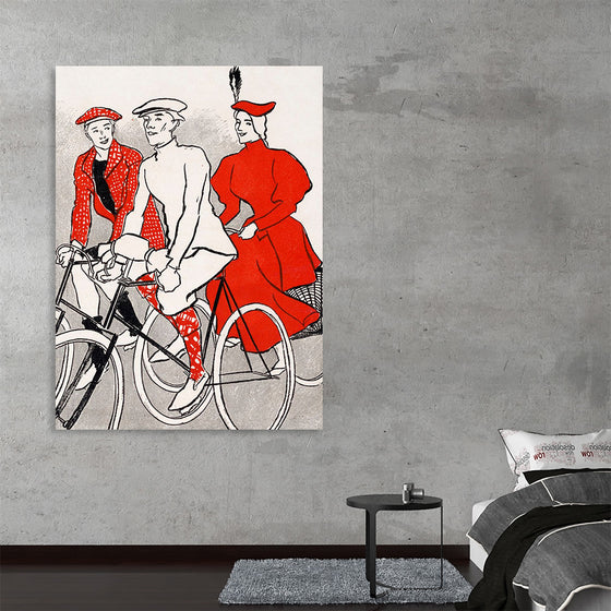 "Women riding bicycles on a road, remixed from artworks", Edward Penfield