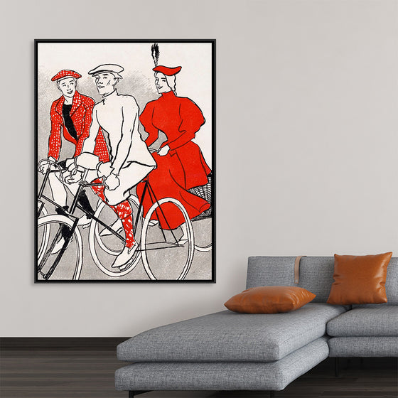 "Women riding bicycles on a road, remixed from artworks", Edward Penfield