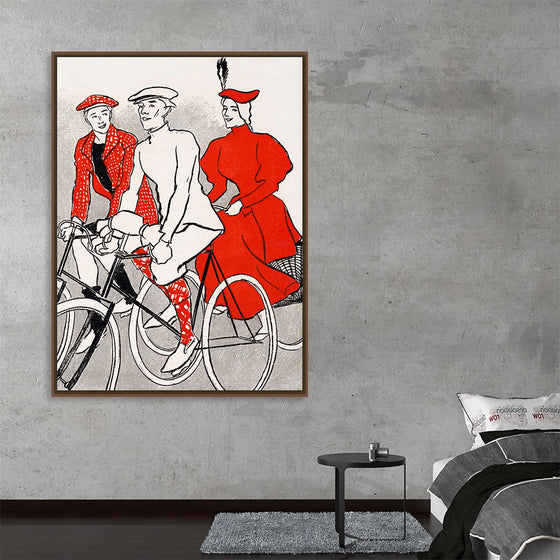 "Women riding bicycles on a road, remixed from artworks", Edward Penfield