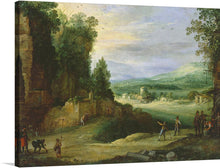  The Dutch Golden Age was a period of great prosperity and cultural growth in the Netherlands during the 17th century. The art produced during this time is characterized by its realism, attention to detail, and emphasis on everyday life. This print of a landscape painting from the Dutch Golden Age features ruins, people, and animals.
