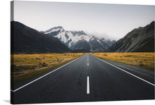  This print captures the stunning beauty of Mount Cook, New Zealand. The image showcases the majestic mountains and the winding road that leads to it. The colors are vibrant and the composition is perfect. This print would make a great addition to any home or office.