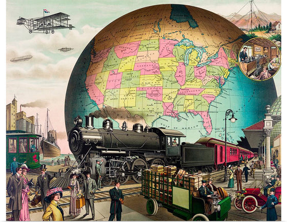 "Twentieth Century Transportation, A Chromolithograph", E.S Yate. Original from Library of Congress