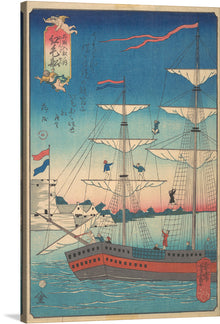  Embark on a journey through time with this exquisite print of a vintage artwork. The piece captures the majesty of a grand ship, its sails billowing against the backdrop of a serene and starry night. Every detail, from the intricate rigging to the distant shoreline, is rendered with artistic finesse. 