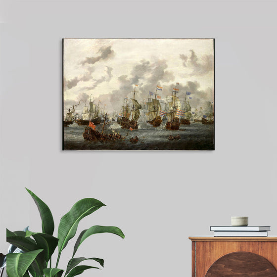 "Dutch and English battle at sea", Ludolf Bakhuizen