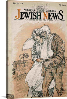 This captivating print, extracted from the May 10, 1918 issue of the American Weekly Jewish News, transports us to a poignant moment in history. The cover art, rendered in vivid color, portrays a dedicated nurse tending to a wounded Jew in Palestine.