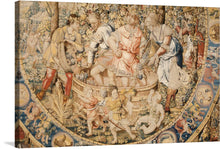  This exquisite print from “The Medallion Months” series is a journey through time, offering a glimpse into an era where artistry and craftsmanship were paramount. The rich tapestry showcases a lively scene, teeming with characters adorned in period attire, engaged in various activities that breathe life into the historical narrative.