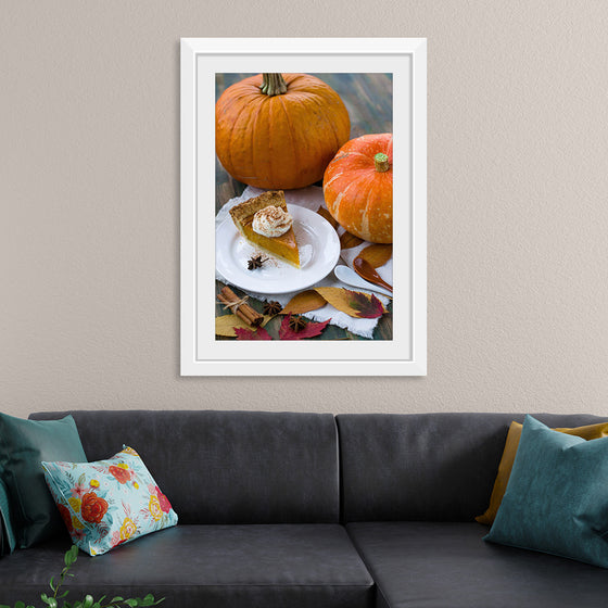 "Pumpkin Pie Slice on White Plate"