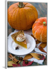 "Pumpkin Pie Slice on White Plate"