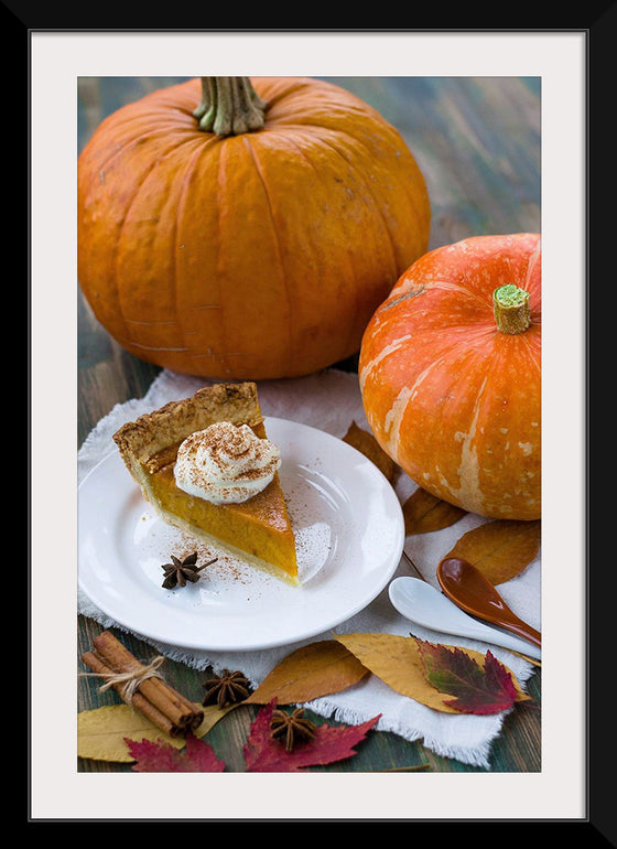 "Pumpkin Pie Slice on White Plate"