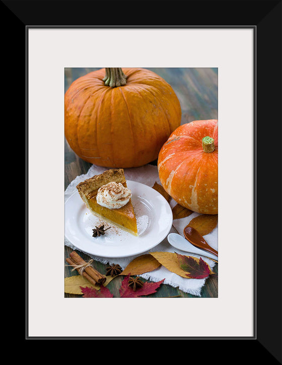 "Pumpkin Pie Slice on White Plate"