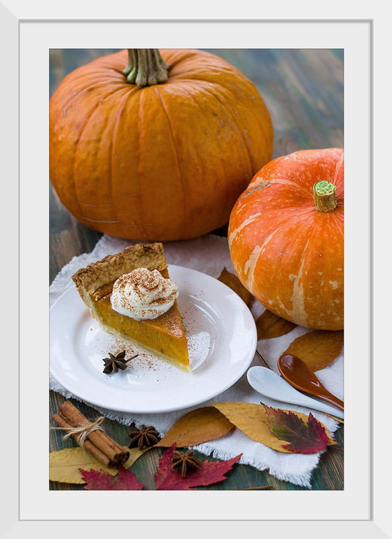 "Pumpkin Pie Slice on White Plate"