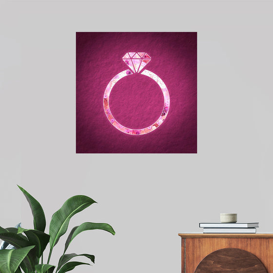 "Pink sequin diamond ring"