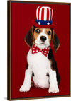 "Cute Beagle Puppy in Uncle Sam Hat and Bow Tie"