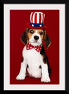 "Cute Beagle Puppy in Uncle Sam Hat and Bow Tie"