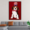 "Cute Beagle Puppy in Uncle Sam Hat and Bow Tie"