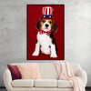 "Cute Beagle Puppy in Uncle Sam Hat and Bow Tie"