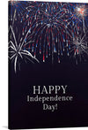 Illuminate your space with the vibrant energy of this exclusive artwork print, capturing the essence of Independence Day. The dark, enigmatic canvas is brought to life by an explosion of fireworks, each strand painted with meticulous detail to radiate a burst of colors - red, blue, and white. The text “HAPPY Independence Day!” elegantly inscribed at the bottom adds a touch of celebration and patriotism. 