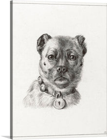  This black and white drawing of a dog wearing a collar with a keyhole on it is a simple but charming work of art. The dog is sitting in profile, and its expression is one of contentment. The collar with the keyhole is a unique and interesting detail that adds to the dog's personality.