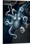 Dive into the enigmatic depths with this mesmerizing artwork, now available as a premium print. The central figure, a gracefully rendered octopus, is captured in an elegant dance amidst the dark and mysterious oceanic abyss. Every tentacle, adorned with intricate detailing of the suckers, weaves a narrative of mystery and allure. 