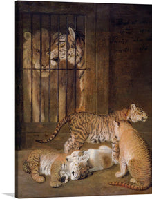  Immerse yourself in the captivating allure of this exquisite artwork, a print that encapsulates the poignant contrast between captivity and freedom. The masterful strokes bring to life the solemn gaze of a majestic lion behind bars, evoking a profound empathy and reflection. In stark contrast, playful cubs bask in liberty before him, their innocence and freedom untouched by confinement. 