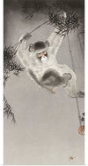 "Monkey, Hanging from Bamboo Branch", Ohara Koson