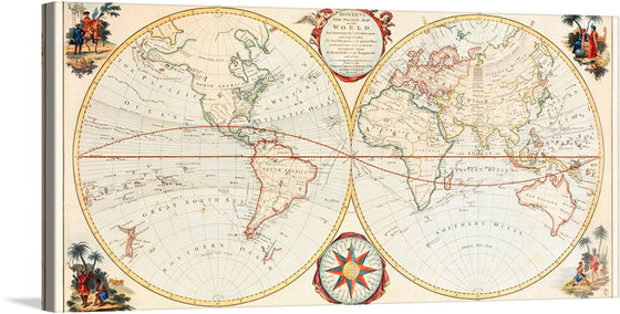 “Bowles’s new pocket map of the world” is a beautiful and intricate map of the world from the 18th century. It is a perfect addition to any collection of historical maps or as a statement piece in your home. The map is a unique and engaging piece of art that is sure to spark conversation.