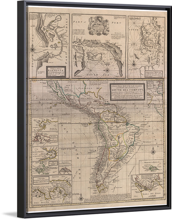 "A New & Exact MAP of the Coast, Countries and Islands within ye LIMITS of ye SOUTH SEA COMPANY"