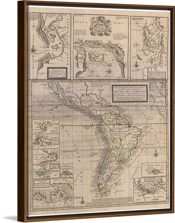 "A New & Exact MAP of the Coast, Countries and Islands within ye LIMITS of ye SOUTH SEA COMPANY"