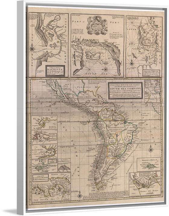 "A New & Exact MAP of the Coast, Countries and Islands within ye LIMITS of ye SOUTH SEA COMPANY"