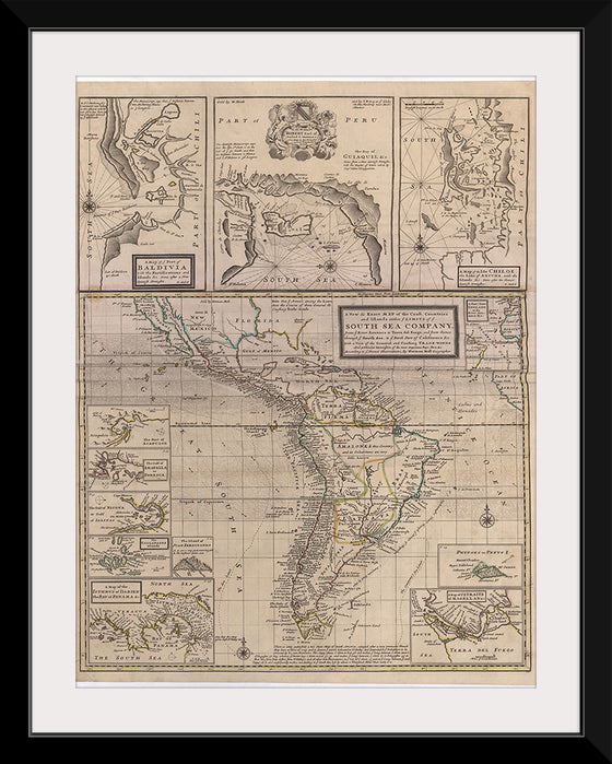 "A New & Exact MAP of the Coast, Countries and Islands within ye LIMITS of ye SOUTH SEA COMPANY"