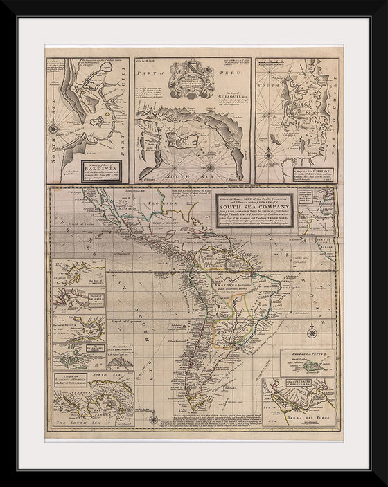 "A New & Exact MAP of the Coast, Countries and Islands within ye LIMITS of ye SOUTH SEA COMPANY"