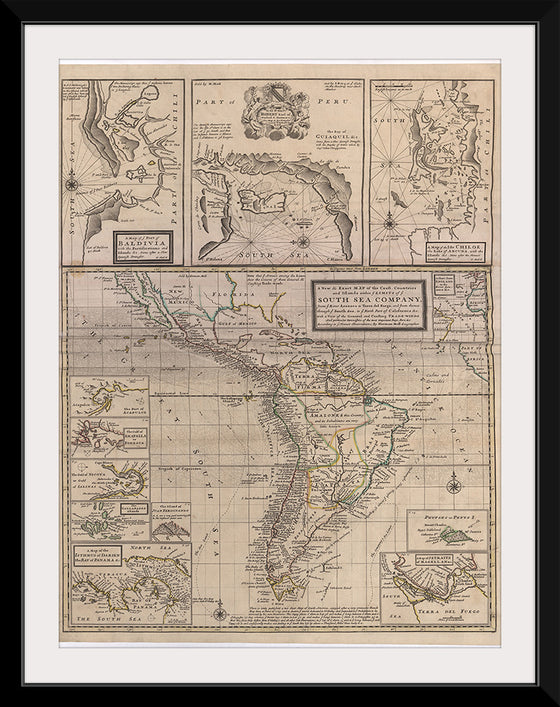 "A New & Exact MAP of the Coast, Countries and Islands within ye LIMITS of ye SOUTH SEA COMPANY"