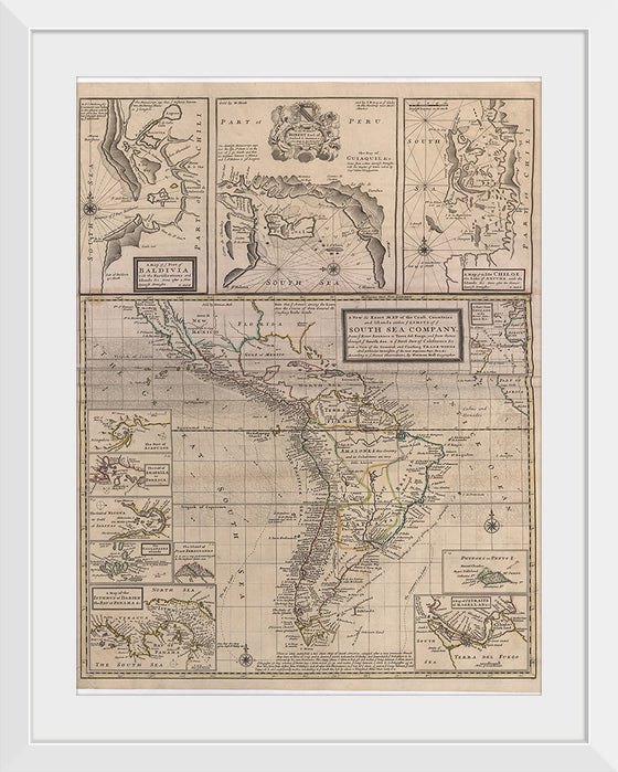 "A New & Exact MAP of the Coast, Countries and Islands within ye LIMITS of ye SOUTH SEA COMPANY"