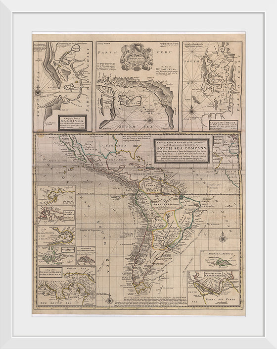 "A New & Exact MAP of the Coast, Countries and Islands within ye LIMITS of ye SOUTH SEA COMPANY"