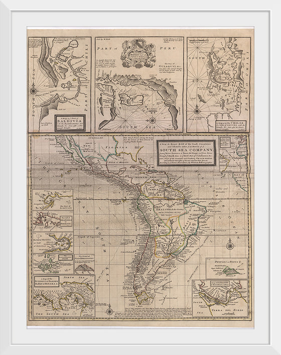 "A New & Exact MAP of the Coast, Countries and Islands within ye LIMITS of ye SOUTH SEA COMPANY"