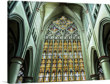  This is a stunning image of the interior of the Altenberger Dom, a Gothic cathedral in Odenthal, Germany. The cathedral is known for its soaring arches, stained glass windows, and ornate carvings.