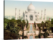  The Taj Mahal is a mausoleum located in the Indian city of Agra. It was commissioned by the Mughal emperor Shah Jahan in memory of his beloved wife Mumtaz Mahal. The monument is made of ivory-white marble and is considered one of the most beautiful buildings in the world. The photograph “Agra, Taj Mahal” by Photoglob Zürich captures the grandeur of the monument and its surrounding gardens. 